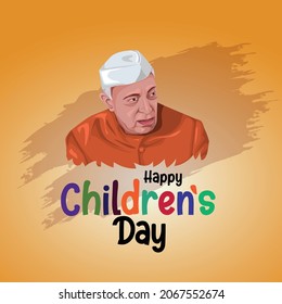 Happy Children's Day is celebrated in India on November-14  Jawaharlal Nehru's birthday .first Prime Minister of India. vector illustration