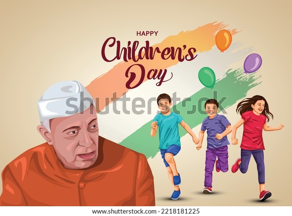 Happy Childrens Day Celebrated India On Stock Vector (Royalty Free ...