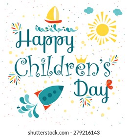 Happy children's day colorful card. 