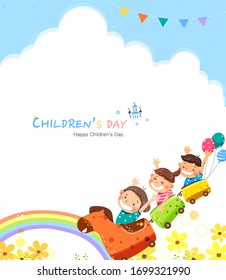 Happy children's day concept. Vector illustration with children 