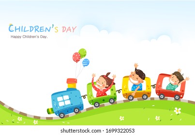 Happy children's day concept. Vector illustration with children 