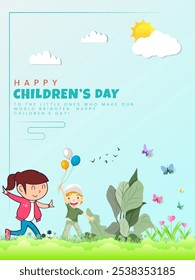 Happy children's day creative concept. 3d vector illustration for social media.