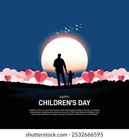 happy children's day. happy children's day creative poster, banner, postcard, social media post, background, greetings card, template design etc. 