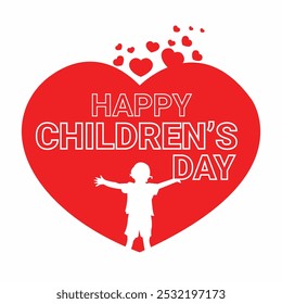 Happy children's day design with heart shape