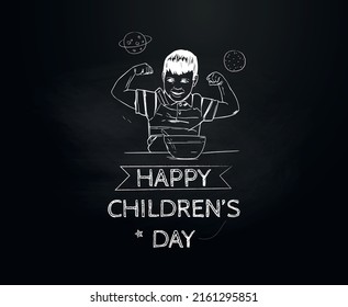 Happy Children's Day. Doodle holiday illustration to the International Children's Day. Hand draw