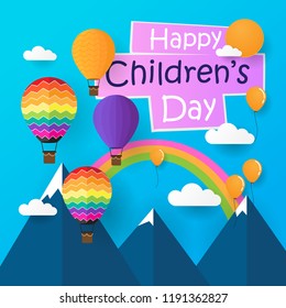 Happy Children's Day with flat design and fantasy.