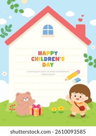 Happy Childrens day flat illustration