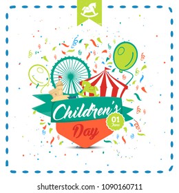 Happy Childrens Day. Greeting card design. Eps10.