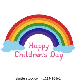 Happy Children's Day greeting card. Greeting card with rainbow and clouds