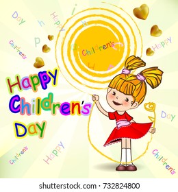 Happy Children's Day. Happy children's day greeting on a sunny background. Vector illustration