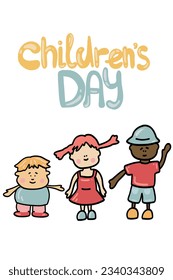 Happy children's day hand drawn characters