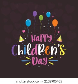 Happy children's day, Holiday phrase. Hand drawn vector lettering.