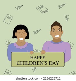 happy children's day Illustration.
Happy International Children's Day greeting card.