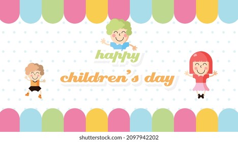Happy Children's Day Illustration Vector. Colorful Web Banner of Happy Children's Day