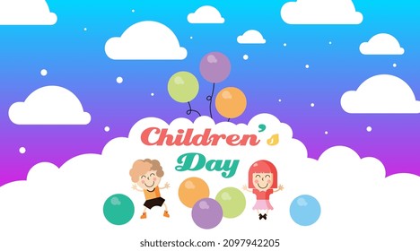 Feliz Vector de Ilustración del Día del Niño. Colorida pancarta web del Feliz Día del Niño