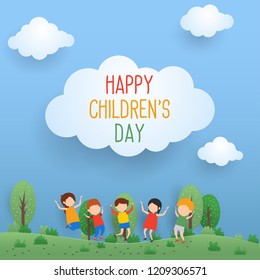 happy children's day for international children celebration. vector illustration