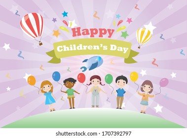 Happy Children's Day For International Children Celebration. Vector Illustration