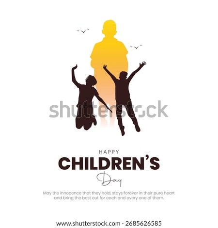 Happy Children's day post and getting card wishes. 14 November - Birthday of Jawaharlal Nehru vector illustration 