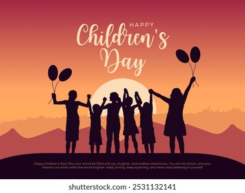 Happy Children's Day Post and Greeting Card. Modern and Minimal World Children's Day Celebration Vector Illustration Design.