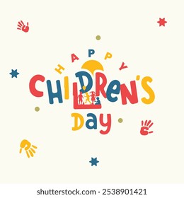 Happy Children's Day Post and Greeting Card, Children's Day Celebration, Children's Day Colorful Post, typography post, vector illustration, social media post, banner, poster, flyer, Background design