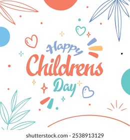 Happy Children's Day Post and Greeting Card, Children's Day Celebration, Children's Day Colorful Post, post tipográfico, ilustração vetorial, post de mídia social, banner, cartaz, folheto, Projeto de fundo