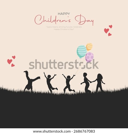 Happy children's day post and greeting card. illustration of Happy Children's day concept. November-14 children's day celebration.
