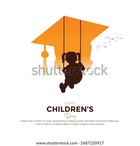 Happy children's day post and greeting card. illustration of Happy Children's day concept. November-14 children's day celebration.