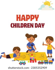 Cartel del Día del Niño Feliz, vector