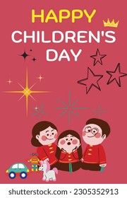 Happy Children's Day Poster, Vector