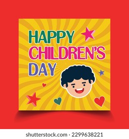 Happy children's Day social media post vector template