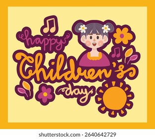 Happy Children's Day Sticker Character Greeting card decoration