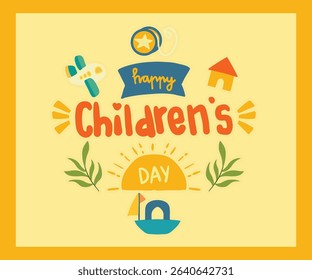 Happy Children's Day Sticker Character Greeting card decoration