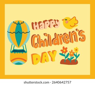 Happy Children's Day Sticker Character Greeting card decoration