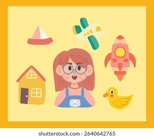 Happy Children's Day Sticker Character Greeting card decoration