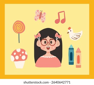 Happy Children's Day Sticker Character Greeting card decoration