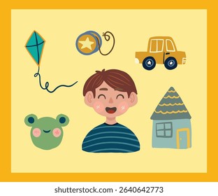 Happy Children's Day Sticker Character Greeting card decoration