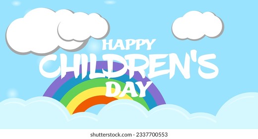 Happy Children's Day Text With Creative Background