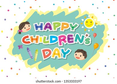 Happy children's day theme poster, background, illustration