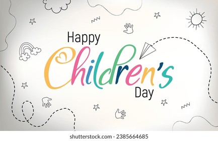 Happy Children's Day Traditional Cartoon template style premium vector