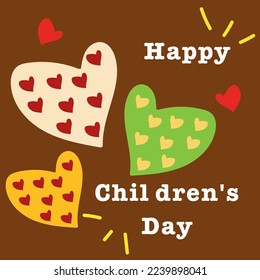 Happy children's day vector art. colourful hearts with happy children's day greeting. 