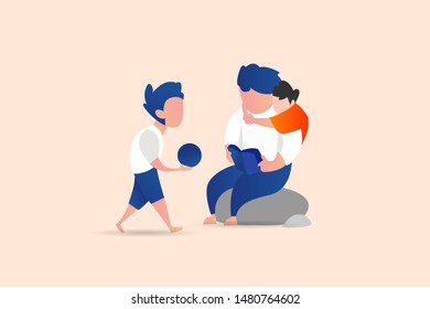 Happy Children's Day vector illustration concept for web landing page template, banner, flyer and presentation