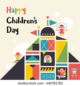 happy children's day vector illustration flat design