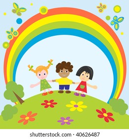 Happy children.Vector illustration.