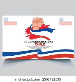 Happy Chile Independence Day Banner and hand flag design vector.