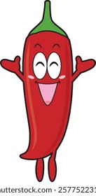 Happy chili pepper character illustration