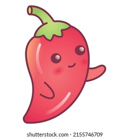 Happy Chili Pepper Kawaii. High quality vector