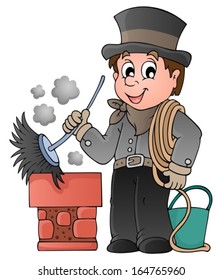 Happy chimney sweeper - eps10 vector illustration.