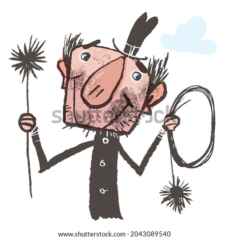 Happy chimney sweeper. Vector illustration.