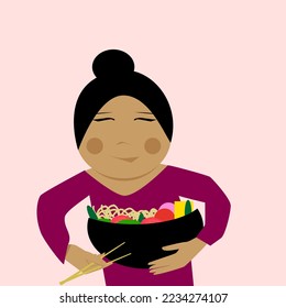 Happy China  meal positive vector illustration