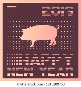 Happy China New year 2019 illustration, pig. Vector Illustration.